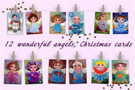 Christmas Angels Cards Graphic by ElenaZlataArt · Creative Fabrica