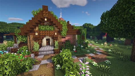 Minecraft Aesthetic Starter Survival Cottage Tutorial | Dark Forest Biome - YouTube