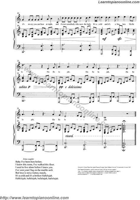 Hallelujah from Shrek by Rufus Wainwright(3) Free Piano Sheet Music | Learn How To Play Piano Online