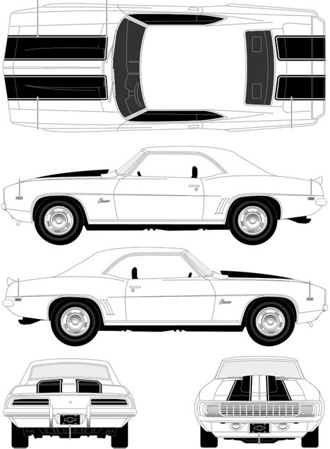 Chevrolet Camaro Z-28 1969 Blueprint - Download free blueprint for 3D modeling | Chevrolet ...