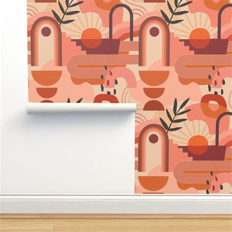 Abstract Boho Sunset Wallpaper | Spoonflower