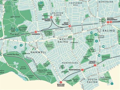 Ealing (London borough) retro map giclee print – Mike Hall Maps ...