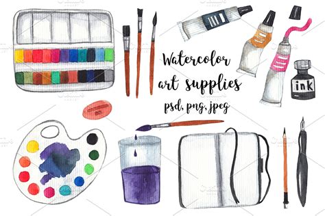 Watercolor art supplies | Custom-Designed Illustrations ~ Creative Market