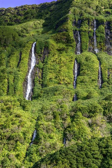 Waterfalls on Flores Island, Azores Archipelago (Portugal) Stock Photo ...