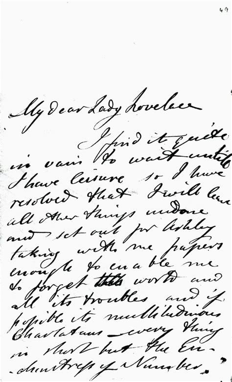 Babbage's September 9, 1843 "Enchantress of Number" letter to Ada. The ...