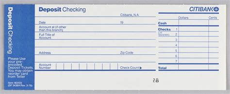 Citibank deposit form in three vertical registers with blue ink on white paper… | Slip, Deposit ...