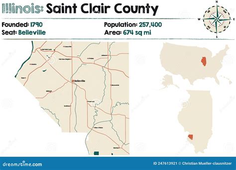 Map of Saint Clair County in Illinois Stock Vector - Illustration of ...