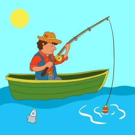 Illustration of Illustration with fisherman and fish - vector vector art, clipart and stock ...