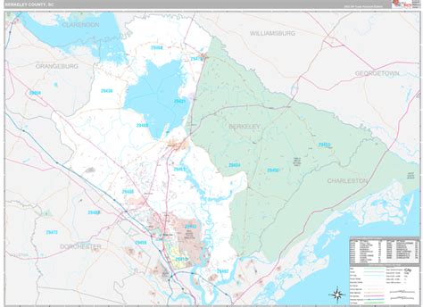 Berkeley County, SC Zip Code Map - Premium