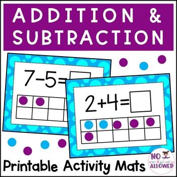 Tens Frame Addition and Subtraction Within 10 Mats | Blue | TPT