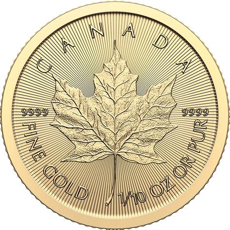 Canada Gold Maple Leaf - 1/10 oz - $5 - BU - .9999 Fine - Random Date ...