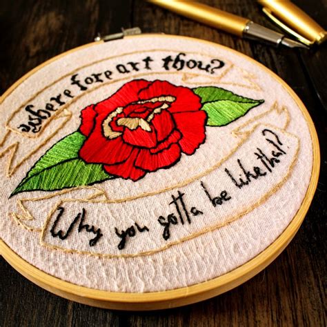 Wherefore Art Thou Shakespeare Rose Embroidery Pattern...pdf Digital Download - Etsy