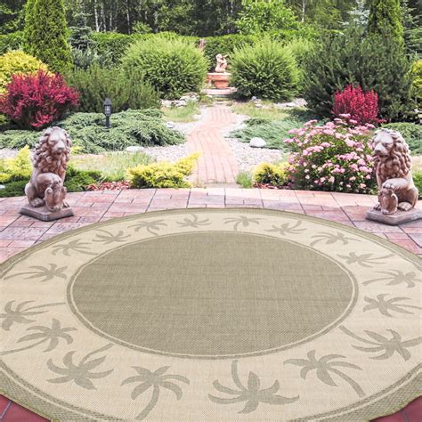 Round Area Rug, 8 Foot Stain Resistant Indoor Outdoor Round Rug With Various Designs By Somerset ...