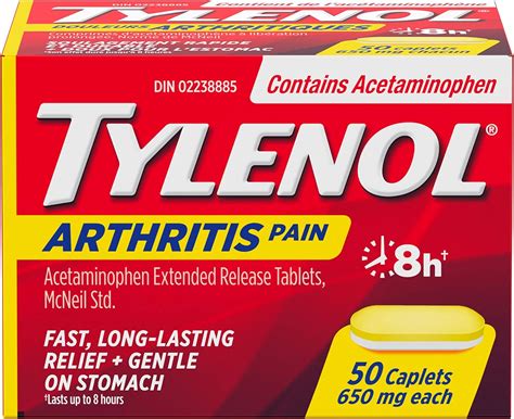 Tylenol Arthritis Pain Reliever Acetaminophen 650mg, Fast & Long ...