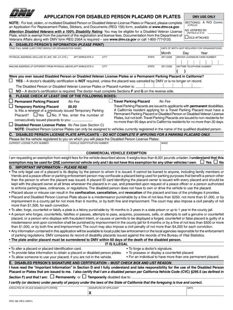 DMV Handicapped Placard Application California Form - Fill Out and Sign Printable PDF Template ...