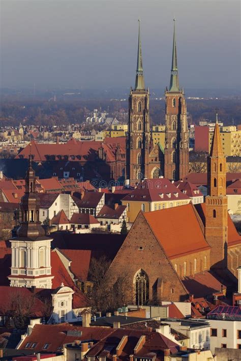 Wroclaw Cathedral, Collegiate Church and Church of Our Lady on T Stock ...