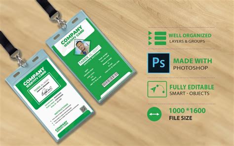 Green-Vertical Office ID Card #310255 - TemplateMonster