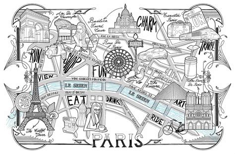 Paris Detailed Map Drawing - illustration Jitesh Patel