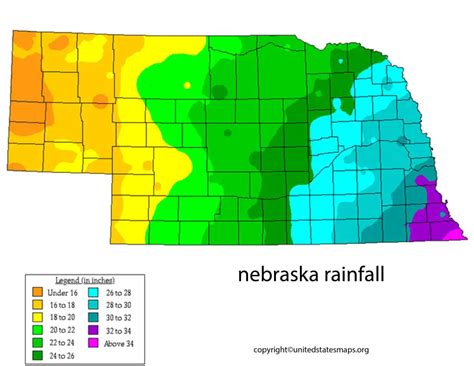 Nebraska Rainfall Map | Rainfall Map of Nebraska