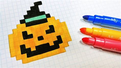 Pixel Art de Halloween - Cómo dibujar una Cabeza de Calabaza | Tutoriales de dibujo a lápiz ...