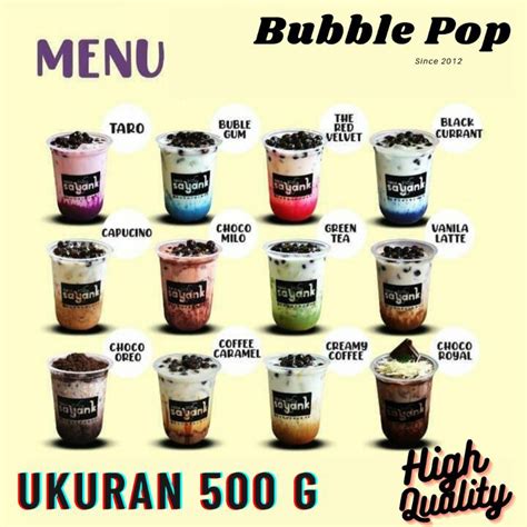 Jual bubuk minuman Boba kekinian Bubble Pop (Taro,Coklat,Bubble Gum ...