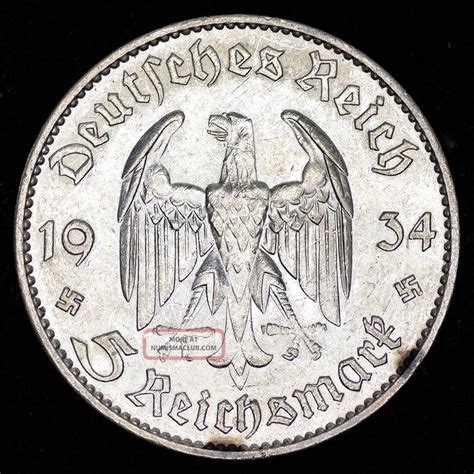 Ww2 German 5 Mark Silver Coin 1934 F Third Reich Potsdam Garrison ...