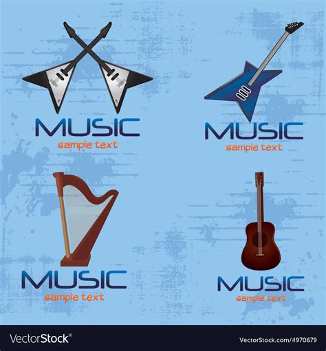 Set musical instruments on a blue background Vector Image