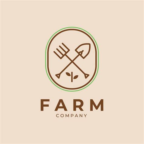 pitchfork and shovel badge logo vector minimalist illustration design ...