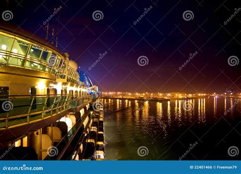 Cruise ship at night stock photo. Image of waves, port - 22401466