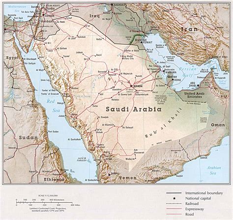 Online Maps: Saudi Arabia relief map