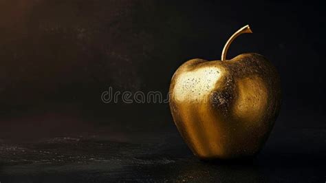 Golden Fruit, Apple Made of Gold, Shimmering with Fine Detail on a ...