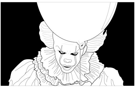 Ca clown pennywise black background - Olivier - Coloring Pages for Adults