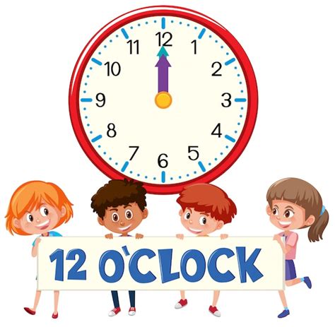 Premium Vector | Children and time 12 o'clock