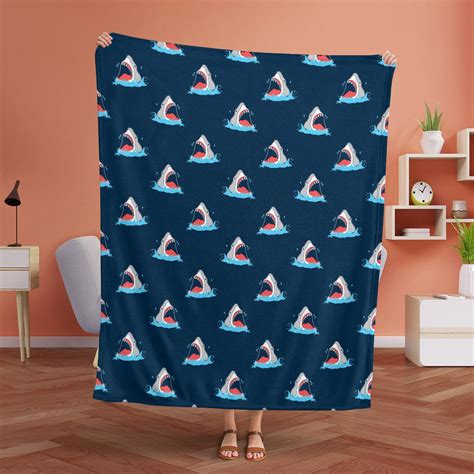 Hand Drawn Super Cute Shark Model Fleece Blanket - Daymira™ Wear For Everyday Pleasant