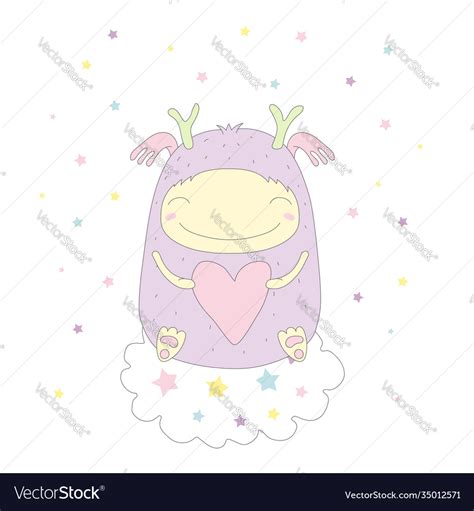 Monster on a cloud Royalty Free Vector Image - VectorStock