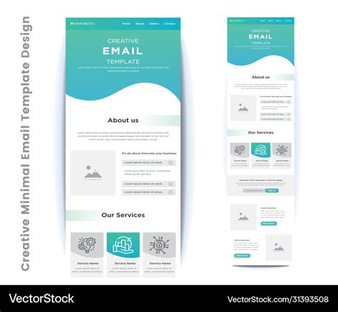 Creative minimal email template design Royalty Free Vector