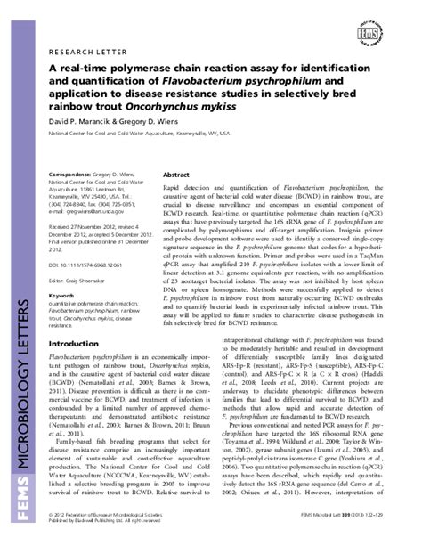 (PDF) A real-time polymerase chain reaction assay for identification and quantification of ...