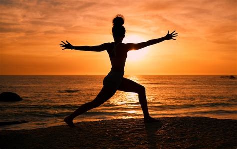 Premium Photo | Meditation yoga and silhouette of woman on beach at ...