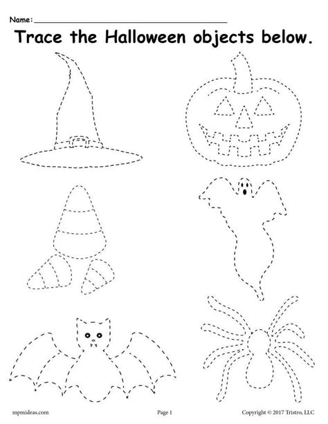 Preschool Halloween Tracing Worksheets – AlphabetWorksheetsFree.com