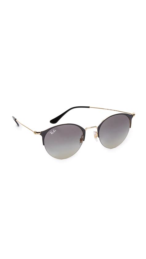 Lyst - Ray-Ban Phantos Round Semi Rimless Sunglasses in Gray