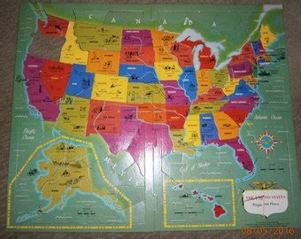 Items similar to Continental United States Map Puzzle 1950's on Etsy