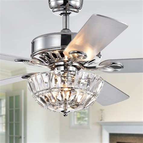 Senma 52-inch 3-light Lighted Ceiling Fan with Crystal Bowl Shade (incl. Remote & 2 Color Option ...