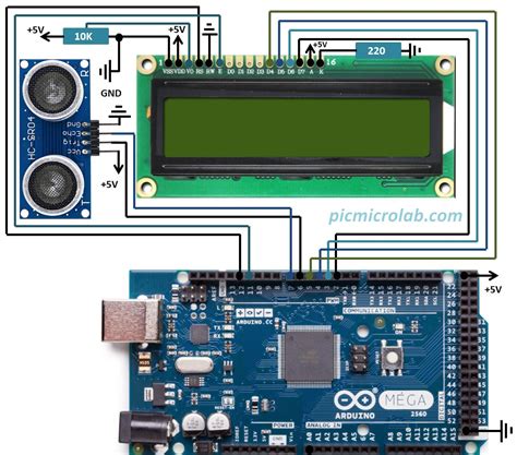 Arduino Ultrasonic Sensor Schematic