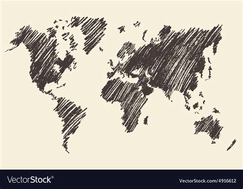 World map contour Royalty Free Vector Image - VectorStock