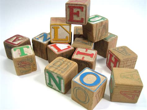 Large Vintage Wood Alphabet Blocks