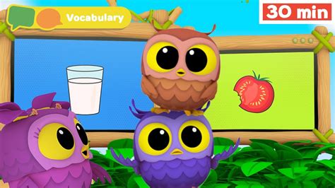 Hoot, Scoot & What | Learn Vocabulary for Kids | First Words & ABC alphabet | Animals for Babies ...