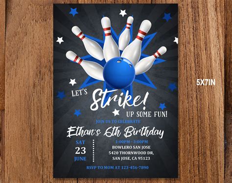 Bowling Birthday Party Invitation Let's Strike up Some Fun - Etsy | Bowling birthday party ...
