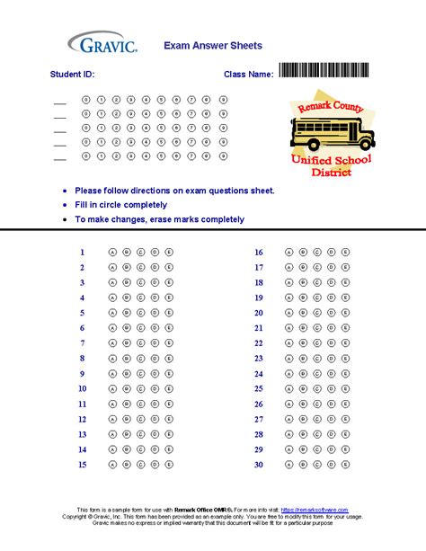 30 Question Test Answer Sheet · Remark Software