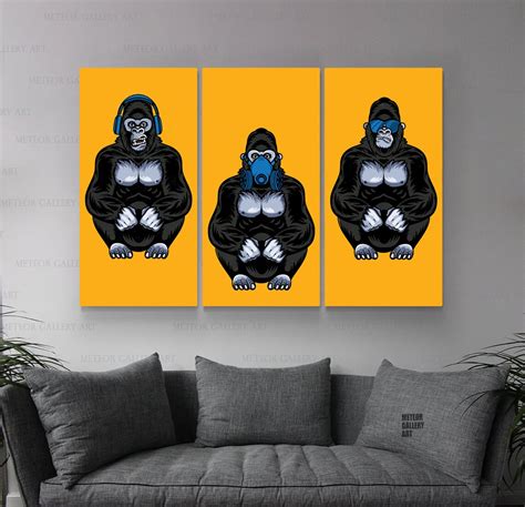 Three Monkeys Canvas Art Wall Art Canvas 3 Wise Monkeys Wall | Etsy