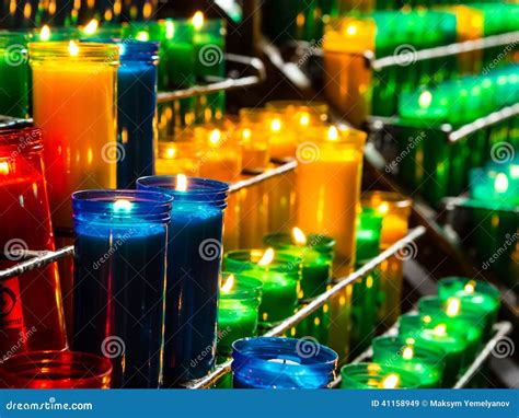 Burning Catholic Prayer Candles Stock Image - Image of horizontal ...